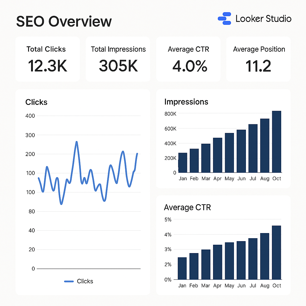 découvrez le tableau de bord ultime pour optimiser vos campagnes seo en 2025 sur looker studio. accédez à des analyses approfondies, suivez vos performances en temps réel et maximisez votre visibilité en ligne grâce à des outils conçus pour les professionnels du marketing digital.